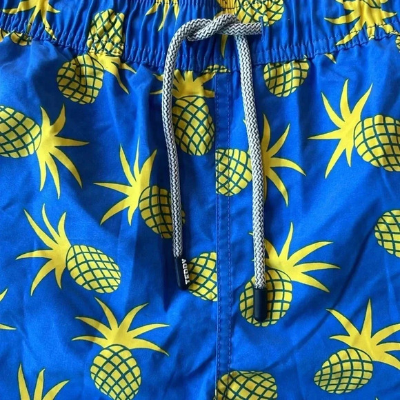 Tom and Teddy Shorts Yellow Pineapple Swim Trunks Size Medium Tropical Vacation - Picture 3 of 8